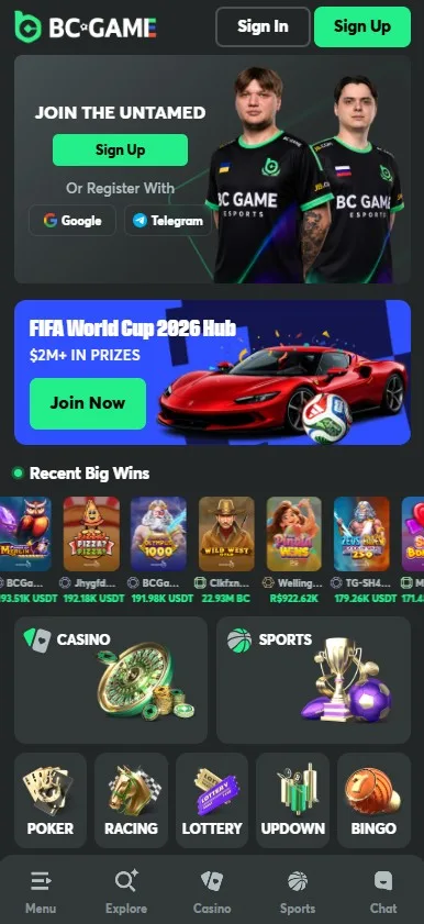 Mobile view of BC.Game