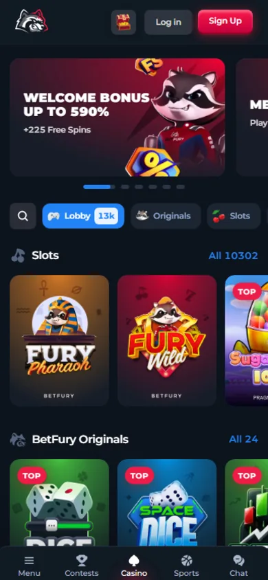 Mobile view of Betfury