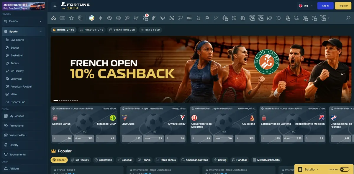 FortuneJack sportsbook promo banner