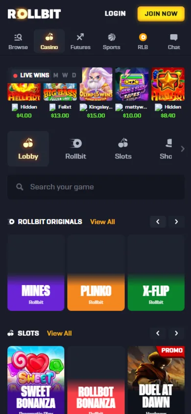 Mobile view of Rollbit