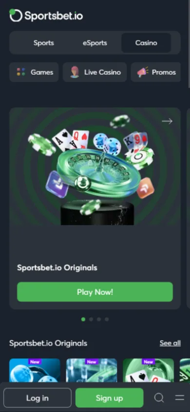 Mobile view of Sportsbet.io