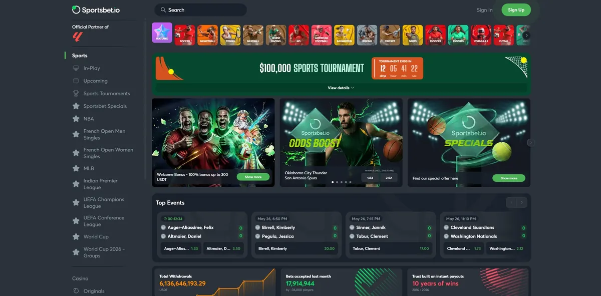 Sportsbet.io sportsbook promo banner